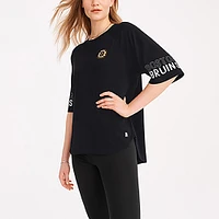 Women's DKNY Sport Black Boston Bruins Diana Tri-Blend Oversized T-Shirt