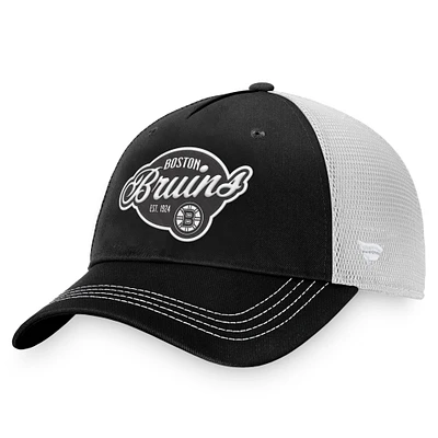 Casquette réglable Fanatics pour femmes, noir/blanc, Boston Bruins Fundamental Trucker