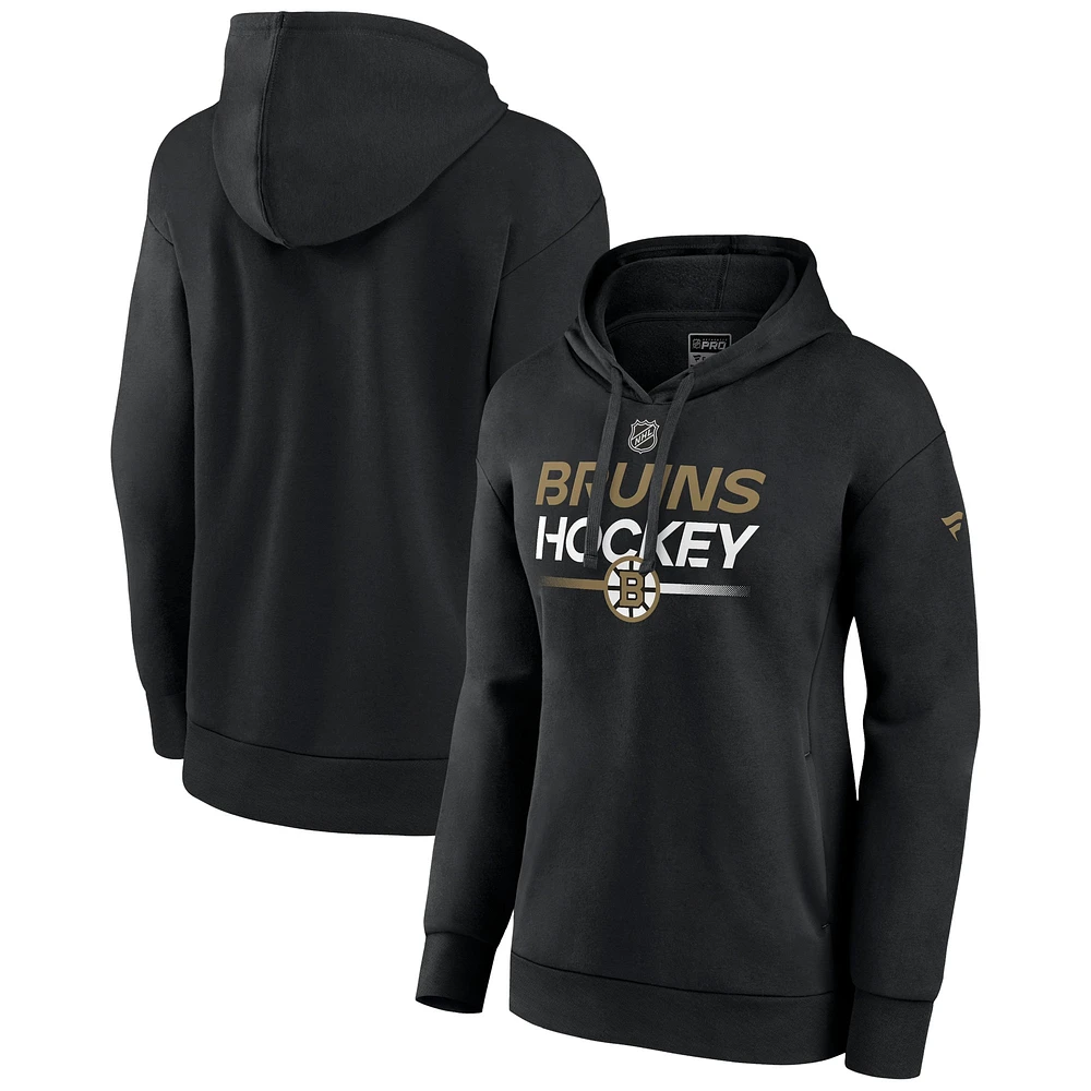 Women's Fanatics Black Boston Bruins Authentic Pro Pullover Hoodie
