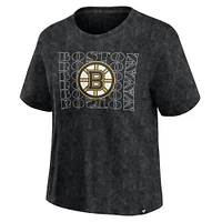 Women's Fanatics  Black Boston Bruins Faded Wash T-Shirt