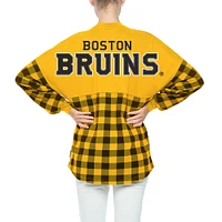 Women's Fanatics Gold Boston Bruins Buffalo Check Long Sleeve T-Shirt