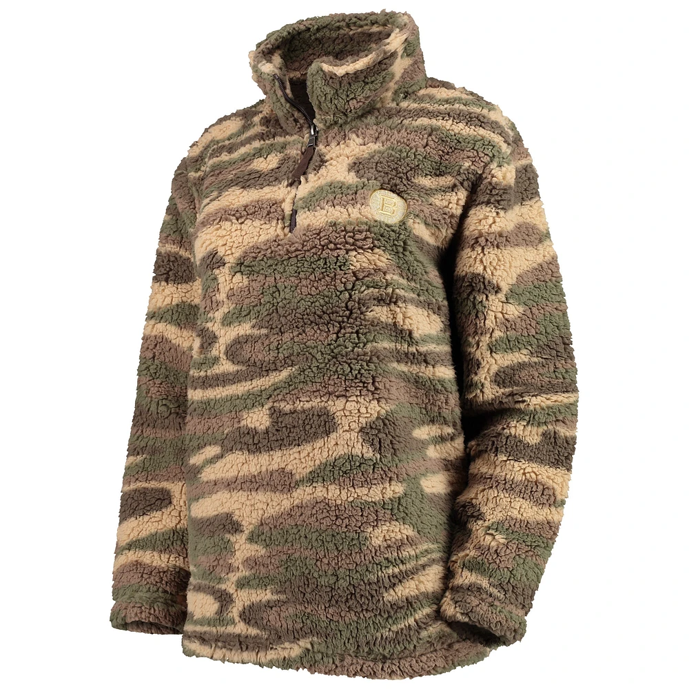 Women's G-III Sports by Carl Banks Camo Boston Bruins Sherpa Quarter-Zip Jacket