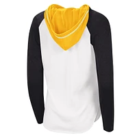 Women's G-III Sports by Carl Banks White/Heather Black Boston Bruins MVP Raglan Lightweight Hooded T-Shirt