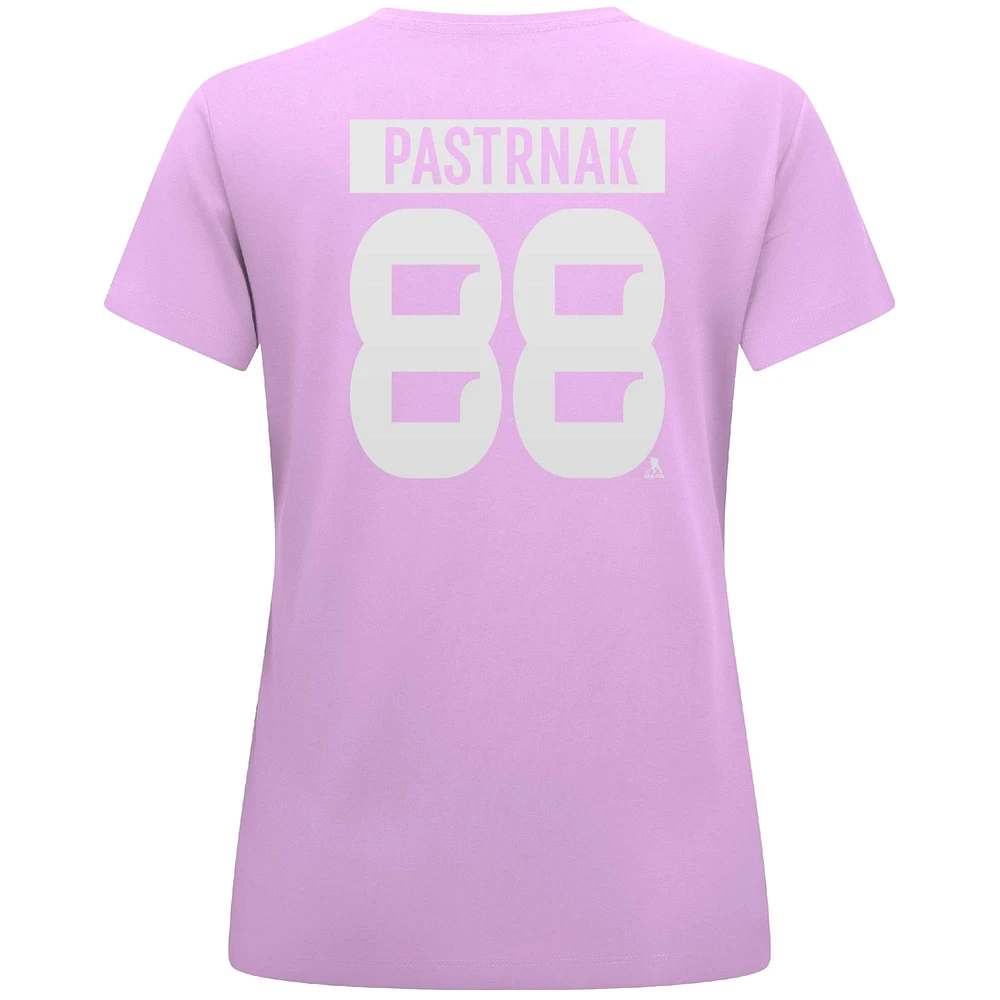 Women's Levelwear David Pastrnak Lavender Boston Bruins Hockey Fights Cancer Anthem Name & Number T-Shirt