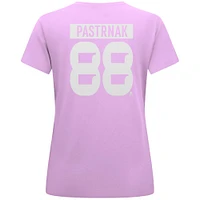 Women's Levelwear David Pastrnak Lavender Boston Bruins Hockey Fights Cancer Anthem Name & Number T-Shirt
