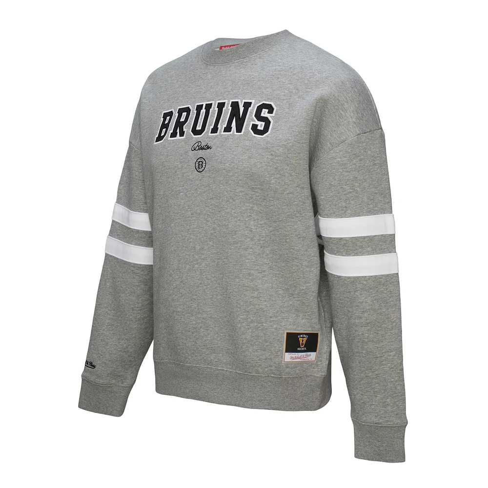 V100492 Bruins NHL Mitchell & Ness SP25 T-shirt léger à col ras du cou pour femme SWTLADCRW FC10147-BBNGYHT