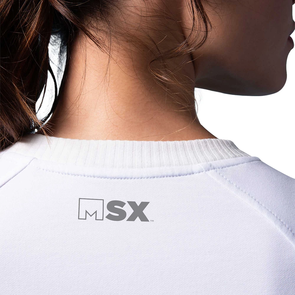Women's MSX by Michael Strahan White Boston Bruins Millie Raglan Pullover Sweatshirt