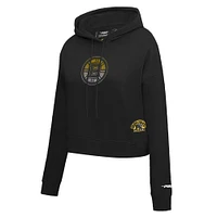 Women's Pro Standard  Black Boston Bruins Jewels Cropped Pullover Hoodie