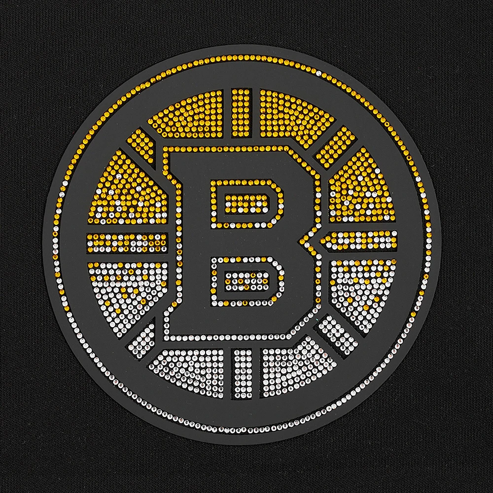 Women's Pro Standard  Black Boston Bruins Jewels Cropped Pullover Hoodie