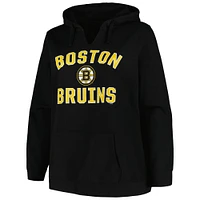 Women's Profile Black Boston Bruins Plus Arch Over Logo Pullover Hoodie