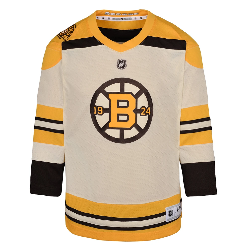 Youth  Cream Boston Bruins 100th Anniversary Replica Blank Jersey