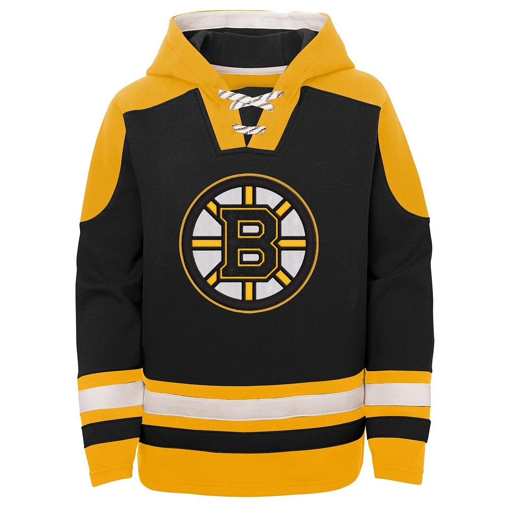 Youth David Pastrnak Black Boston Bruins Ageless Must-Have V-Neck Name & Number Pullover Hoodie