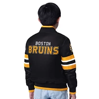 Youth Starter  Black/Gold Boston Bruins Scout 1 Full-Snap Varsity Jacket