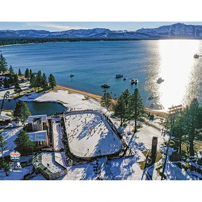 Boston Bruins vs. Philadelphia Flyers Unsigned 2021 Outdoors at Lake Tahoe Overhead Photograph