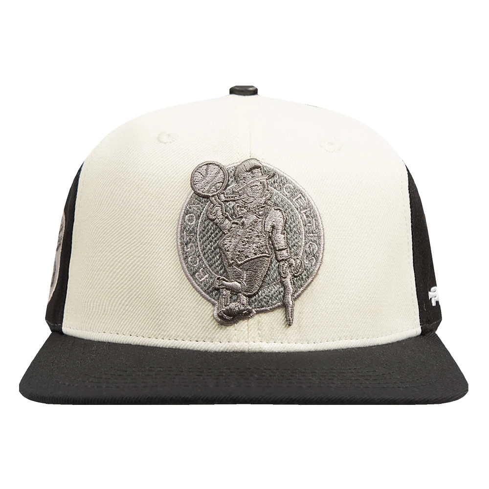 Men's Pro Standard  Cream Boston Celtics French Terry Snapback Hat