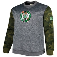 Men's Fanatics Heather Charcoal Boston Celtics Big & Tall Camo Stitched Sweatshirt
