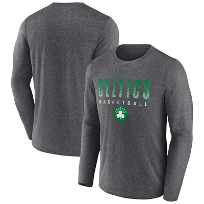 T-shirt à manches longues Fanatics Heathered Charcoal Boston Celtics Where Legends Play pour hommes