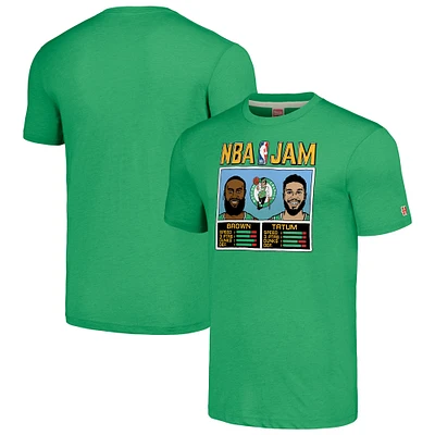 T-shirt à trois mélanges NBA Jam Hommage Jaylen Brown/Jayson Tatum vert chiné Boston Celtics pour homme