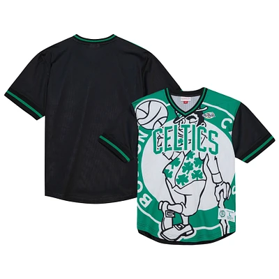 T-shirt à encolure en V maille Jumbotron 3.0 des Boston Celtics de Mitchell & Ness pour homme, vert Kelly