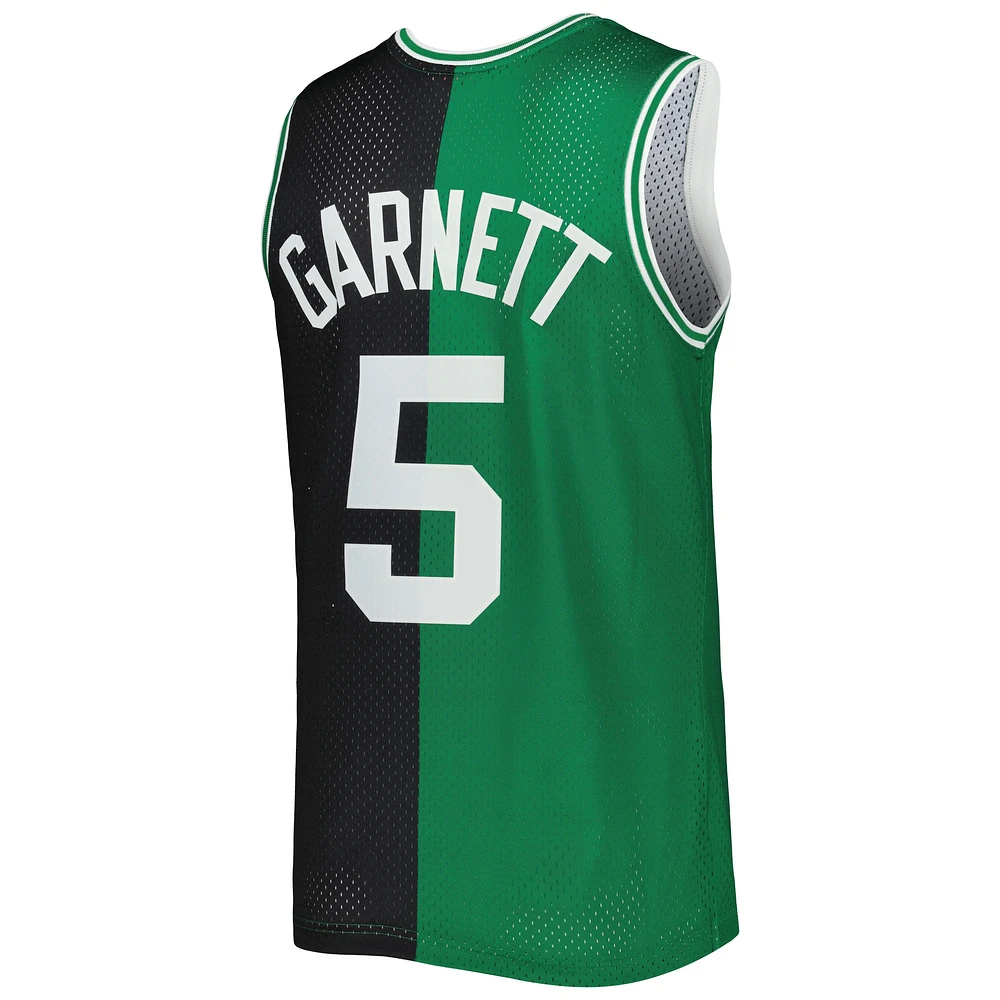 Men's Mitchell & Ness Kevin Garnett Black/Kelly Green Boston Celtics Hardwood Classics 2007/08 Split Swingman Jersey