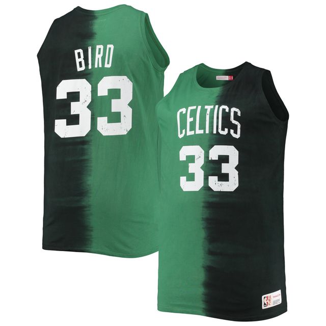 Débardeur pour homme Mitchell & Ness Larry Bird noir/vert Kelly Boston Celtics Big Tall Profile Tie-Dye Player