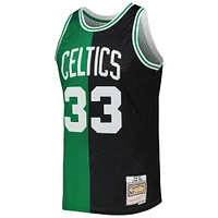 Men's Mitchell & Ness Larry Bird Black/Kelly Green Boston Celtics Hardwood Classics 1985/86 Split Swingman Jersey