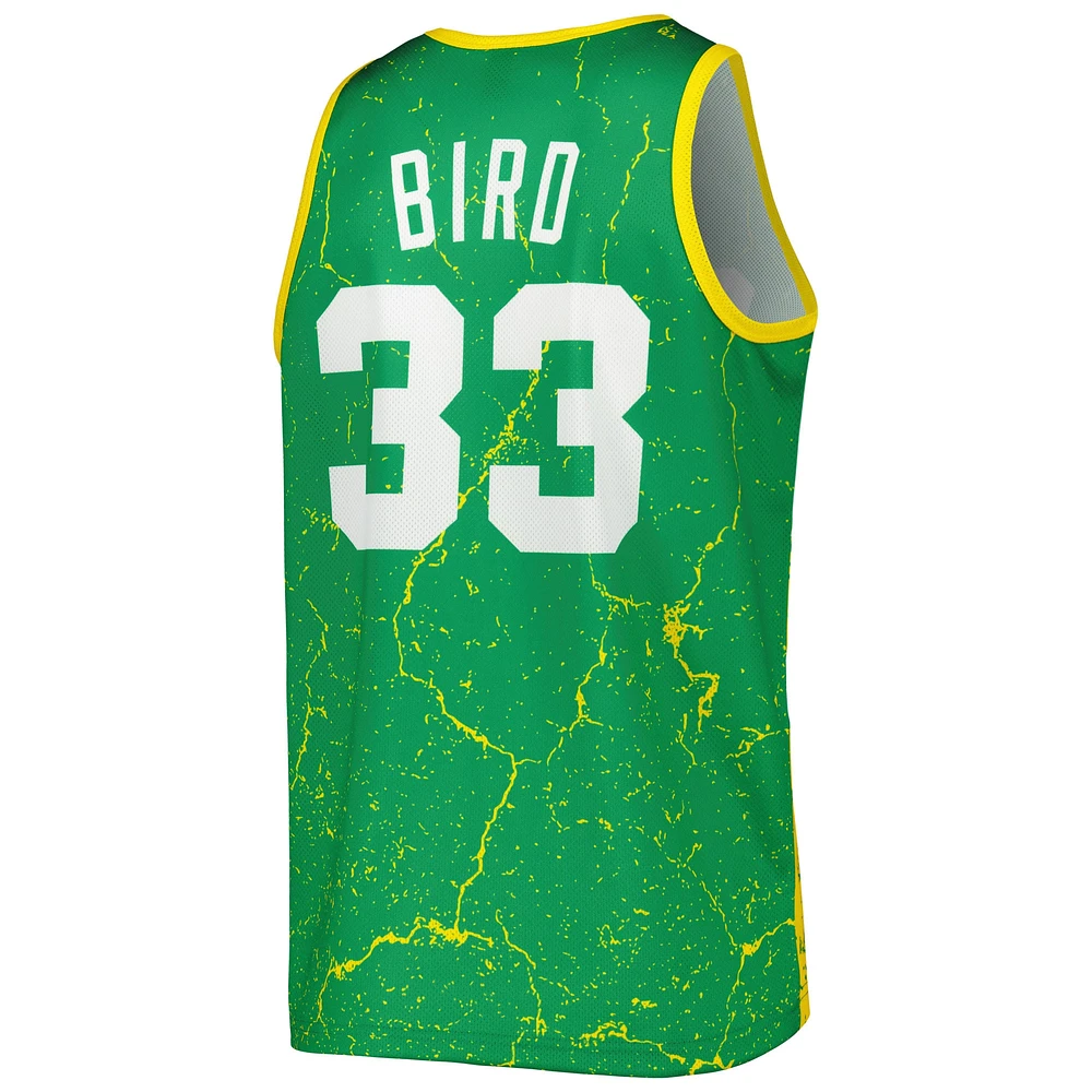 Men's Mitchell & Ness Larry Bird Kelly Green Boston Celtics 1985-86 Hardwood Classics Player Burst Tank Top