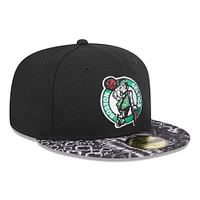 Men's New Era Black Boston Celtics Coral Reef Visor 59FIFTY Fitted Hat