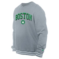 Men's New Era Gray Boston Celtics Chenille Cross Over Pullover Sweatshirt