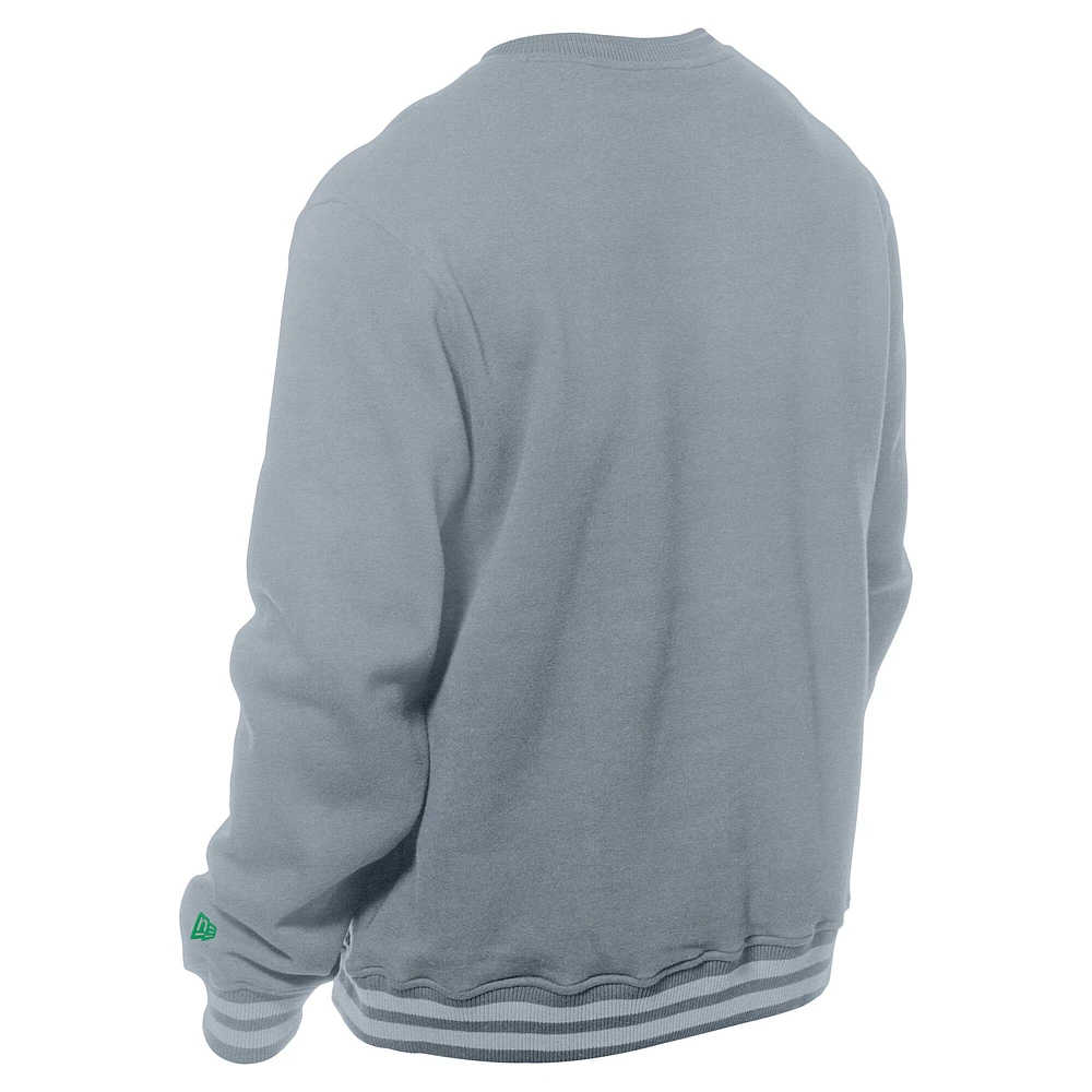 Men's New Era Gray Boston Celtics Chenille Cross Over Pullover Sweatshirt