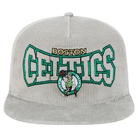 Men's New Era Gray Boston Celtics Throwback Corduroy Golfer Snapback Hat
