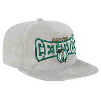 Men's New Era Gray Boston Celtics Throwback Corduroy Golfer Snapback Hat