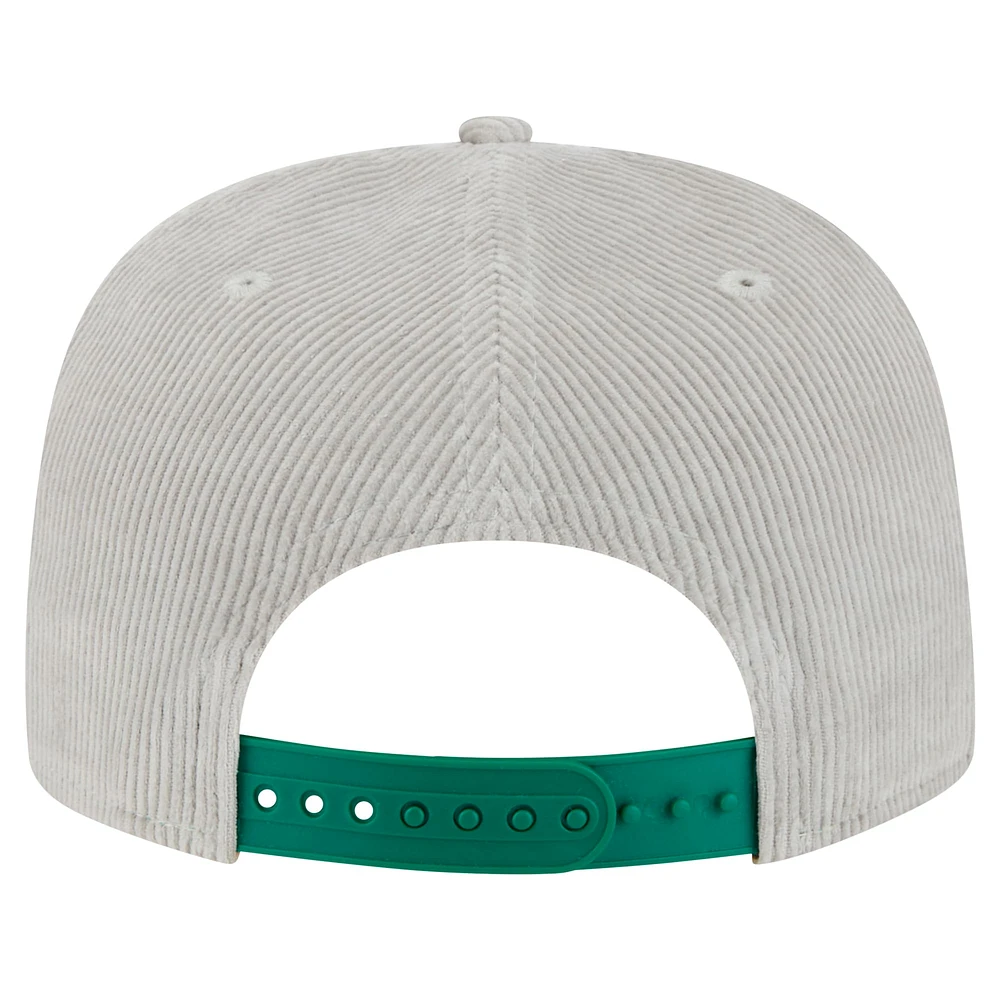 Men's New Era Gray Boston Celtics Throwback Corduroy Golfer Snapback Hat