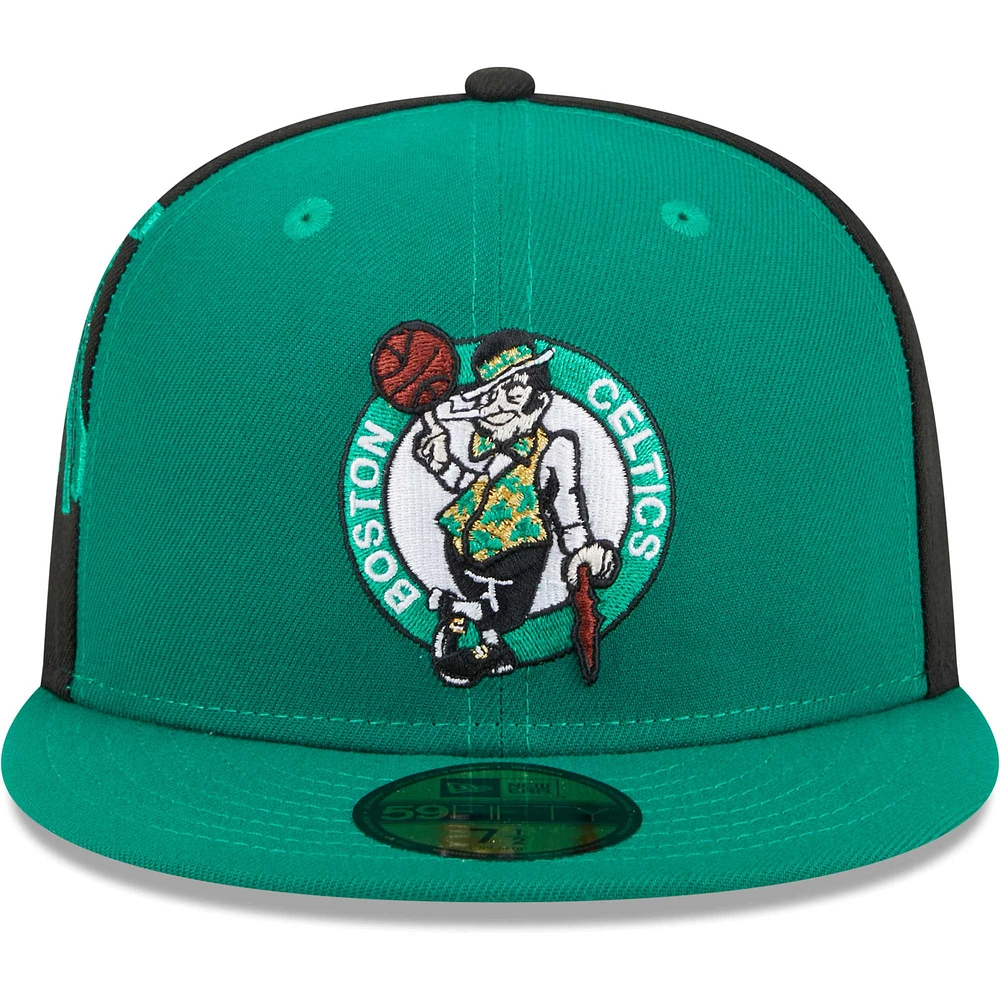 Men's New Era Kelly Green/Black Boston Celtics Gameday Wordmark 59FIFTY Fitted Hat