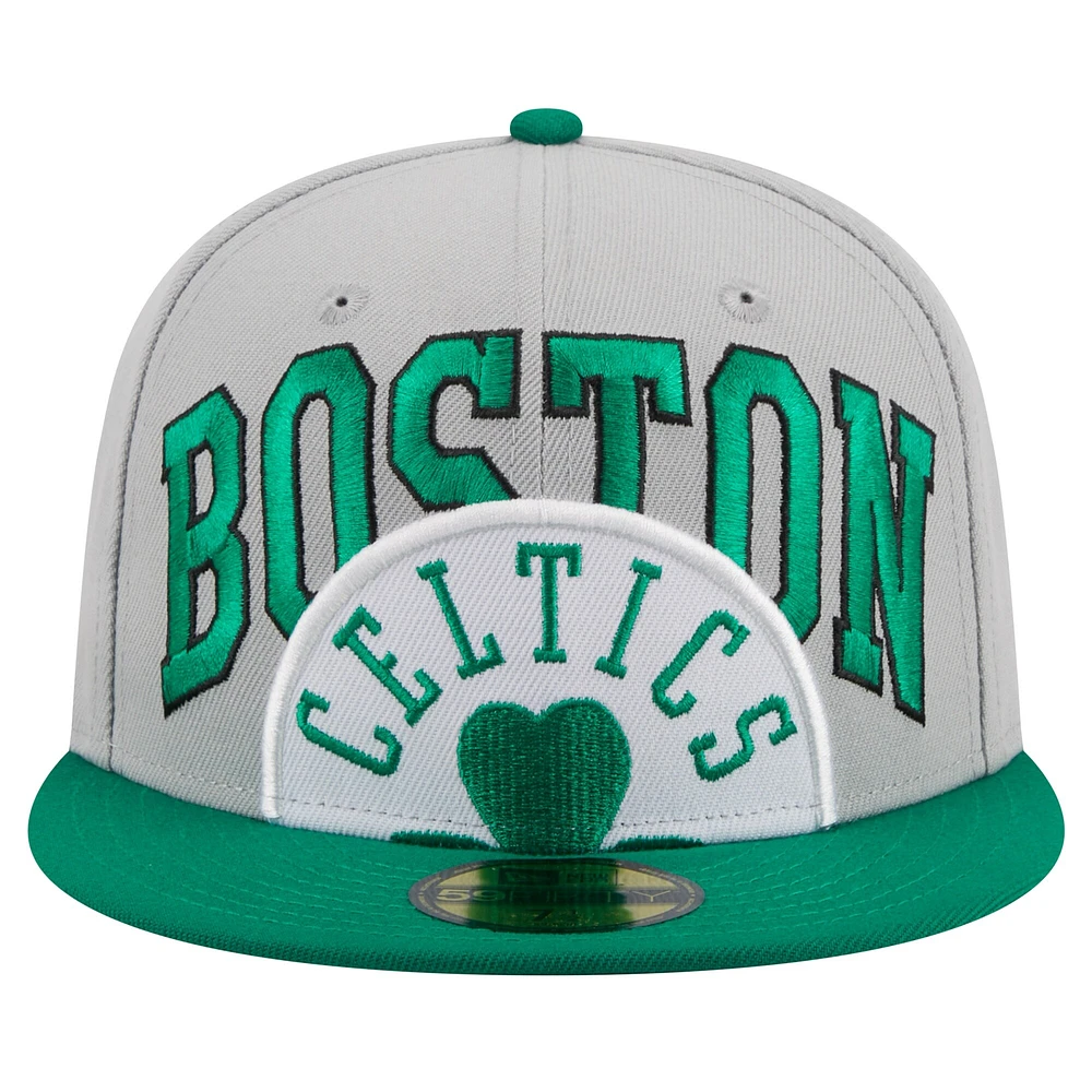 Men's New Era Kelly Green/Gray Boston Celtics Tip-Off 59FIFTY Fitted Hat