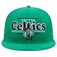 Men's New Era Kelly Green Boston Celtics Throwback Display Corduroy 9FIFTY Snapback Hat