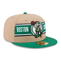 Men's New Era Tan/Kelly Green Boston Celtics 2024 NBA Draft 59FIFTY Fitted Hat