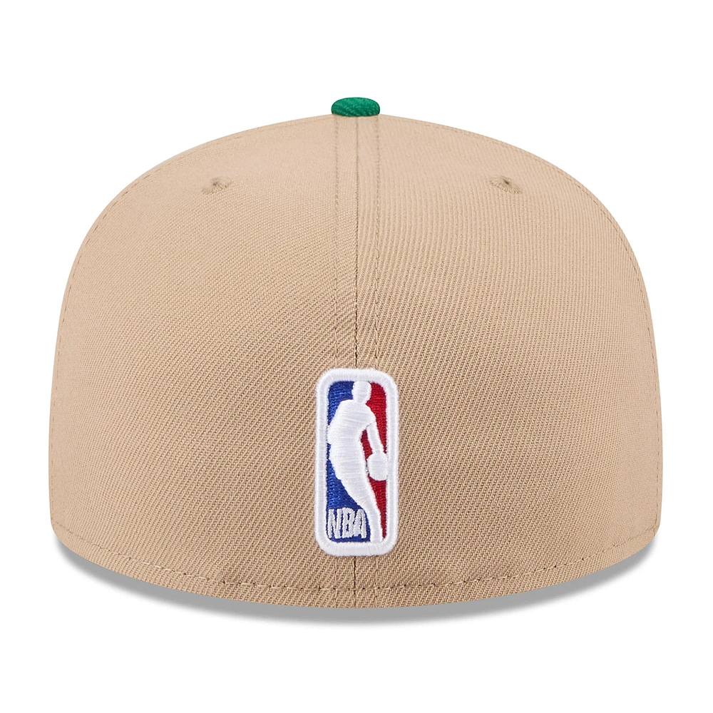 Men's New Era Tan/Kelly Green Boston Celtics 2024 NBA Draft 59FIFTY Fitted Hat