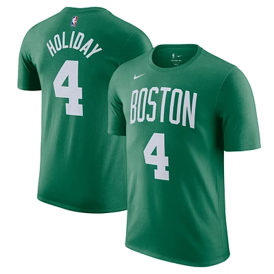 T-shirt Nike Jrue Holiday Kelly Green pour homme avec nom et numéro Boston Celtics Icon Edition