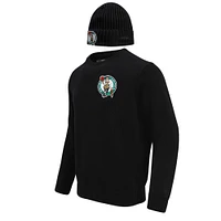 Men's Pro Standard Black Boston Celtics Crewneck Pullover Sweater & Cuffed Knit Hat Box Gift Set