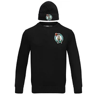 Men's Pro Standard Black Boston Celtics Crewneck Pullover Sweater & Cuffed Knit Hat Box Gift Set