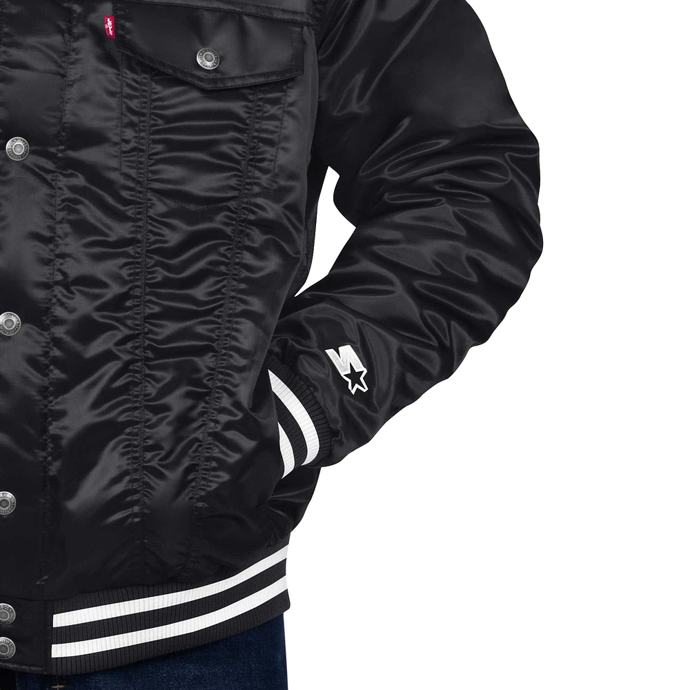 Veste camionneur en satin noir à boutons-pression Silver Label Boston Celtics Starter x Levi's pour homme