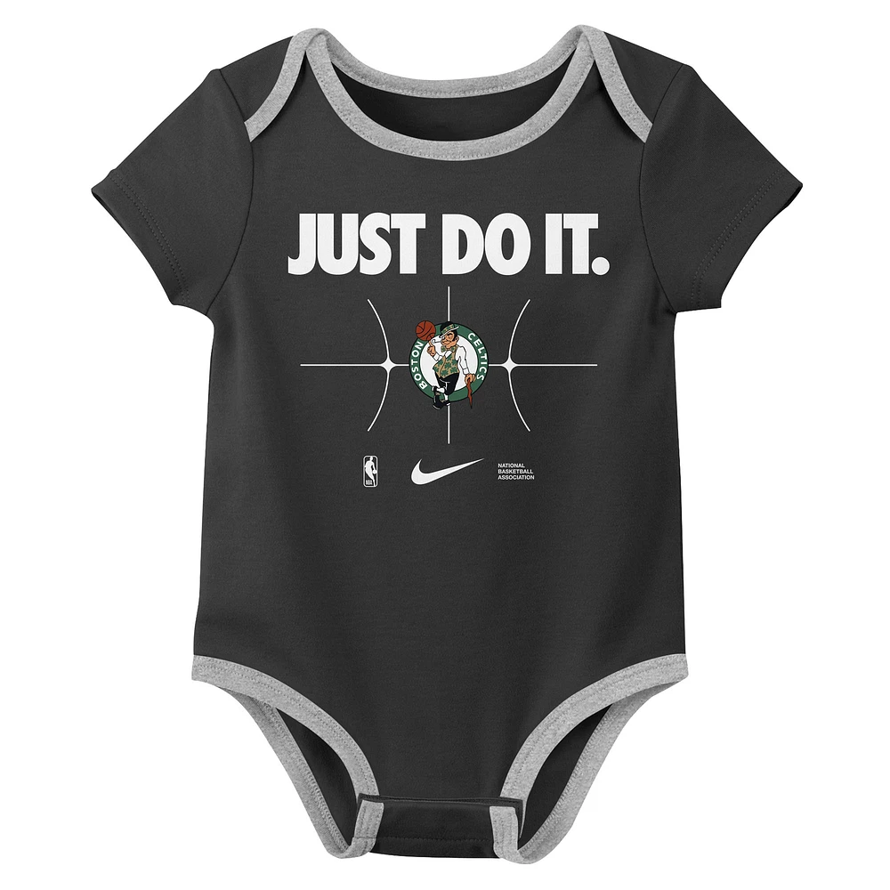 Newborn Nike Kelly Green/Black Boston Celtics Just Do It Two-Pack Bodysuit Set