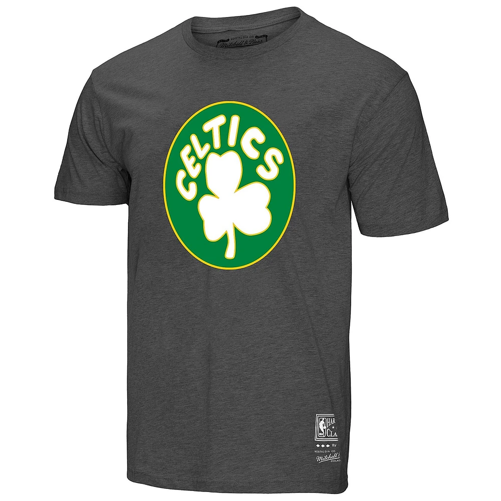Unisex Mitchell & Ness Heather Gray Boston Celtics Hardwood Classics MVP Throwback Logo T-Shirt