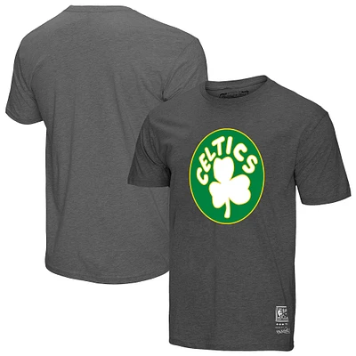 T-shirt unisexe Mitchell & Ness gris chiné Boston Celtics Hardwood Classics MVP Throwback Logo
