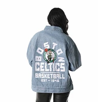 Unisex The Wild Collective Blue Boston Celtics Coaches Full-Zip Denim Jacket