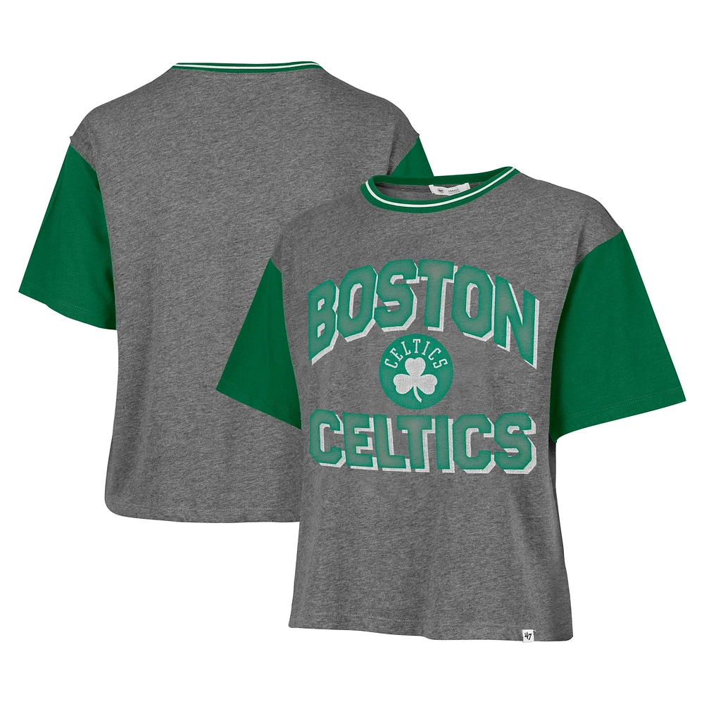 Women's '47 Gray Boston Celtics Rise Clubhouse Ziggy Color Block T-Shirt
