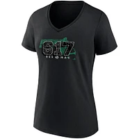 T-shirt noir à col en V Fanatics pour femmes Boston Celtics Hometown Collection 617