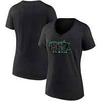 T-shirt noir à col en V Fanatics pour femmes Boston Celtics Hometown Collection 617