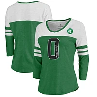 Women's Fanatics Jayson Tatum Kelly Green Boston Celtics Starstruck Name & Number - Tri-Blend 3/4-Sleeve V-Neck T-Shirt